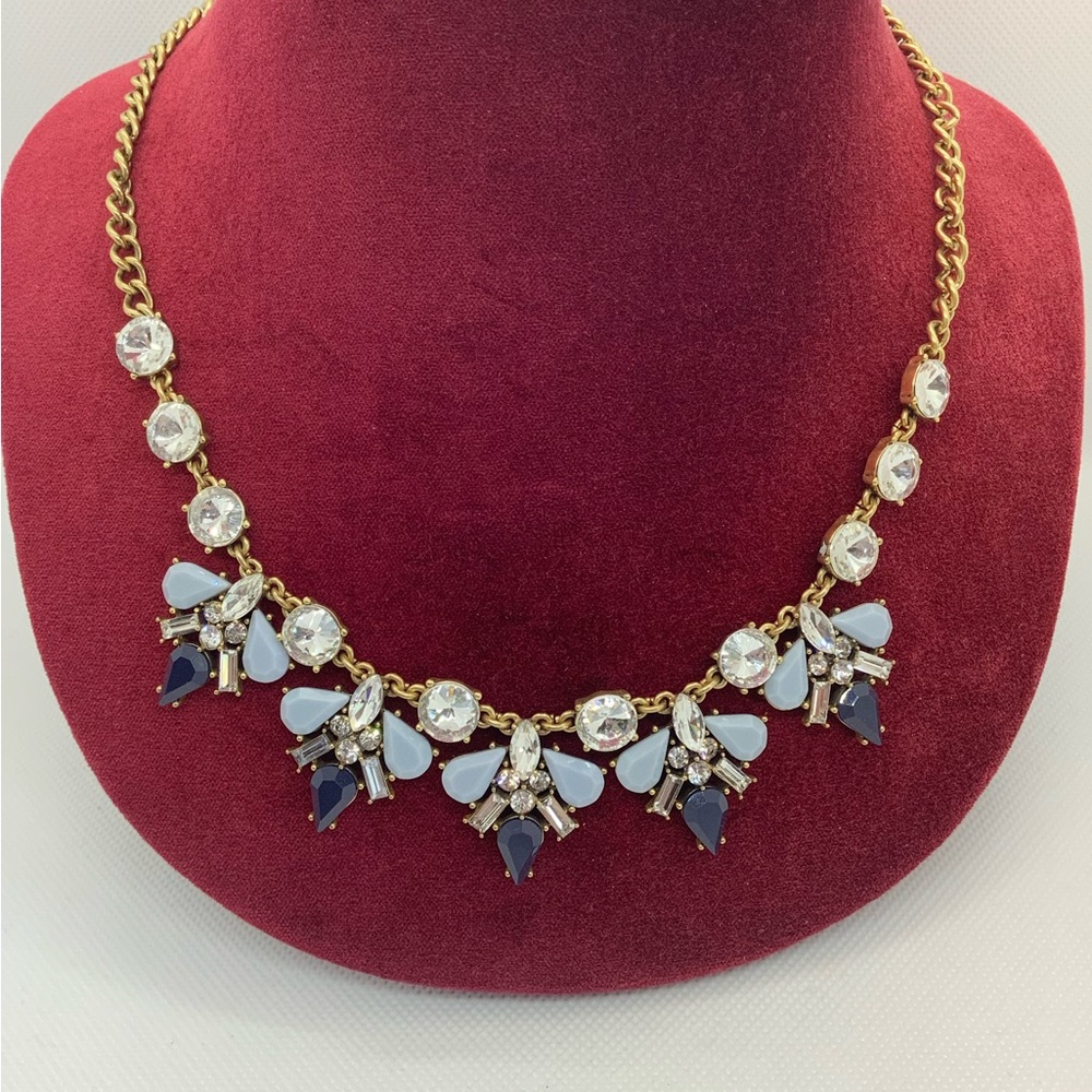 J. Crew Blue and Clear Statement Necklace